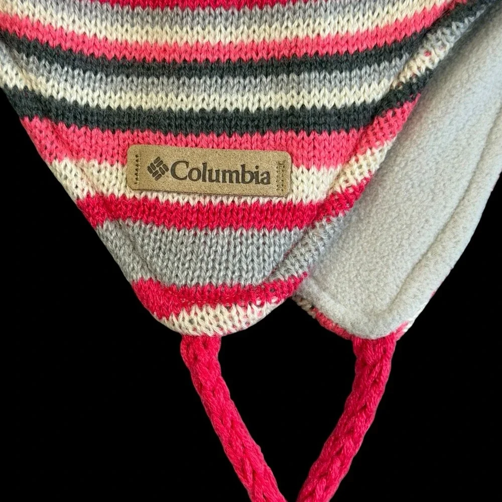 Columbia Youth Girls Beanie Winter Snow Hat Pink Gray Omni-wick One Size NWT